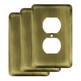 thumbnail image 1 of Franklin Brass W10249V-AB-R Stamped Steel Round Single Duplex Outlet Wall Plate, Switch Plate & Cover - Antique Brass - Pack of 3, 1 of 7