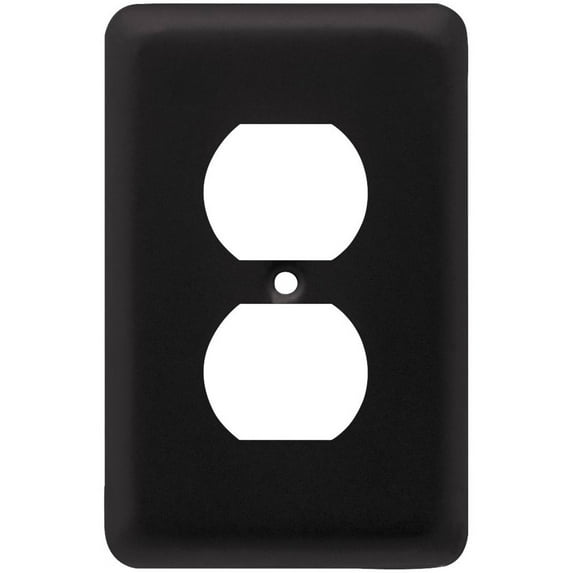 Franklin Brass Stamped Round Single Duplex Wall Plate in Flat Black