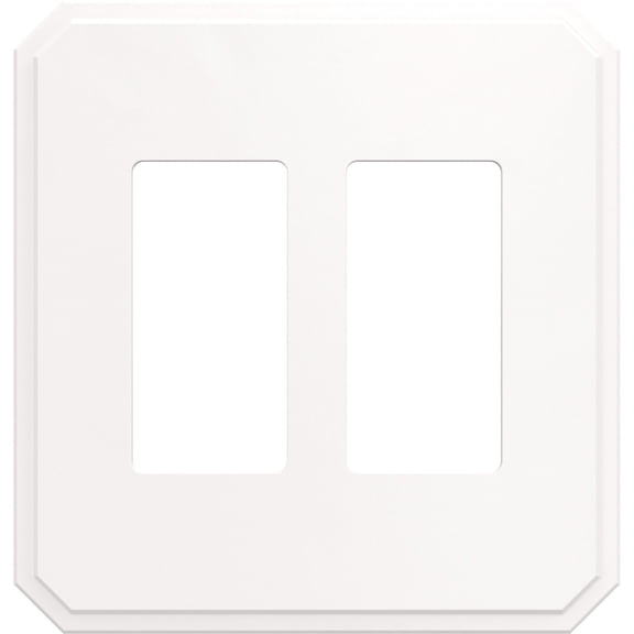 Franklin Brass Stepped Geometric (3-Pack) Decorative Light Switch Cover Pure White 2-Gang Concealed Mount Screwless Decorator/Rocker Wall Plate Double Switch Plate Cover Outlet Covers W46480K-PW-CP