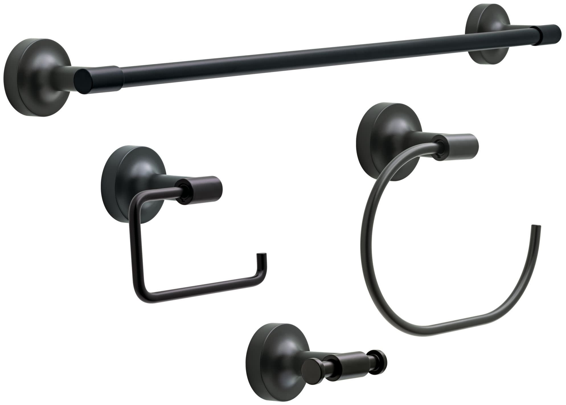 Matte Black Metal 4-Piece Bathroom Hardware Set