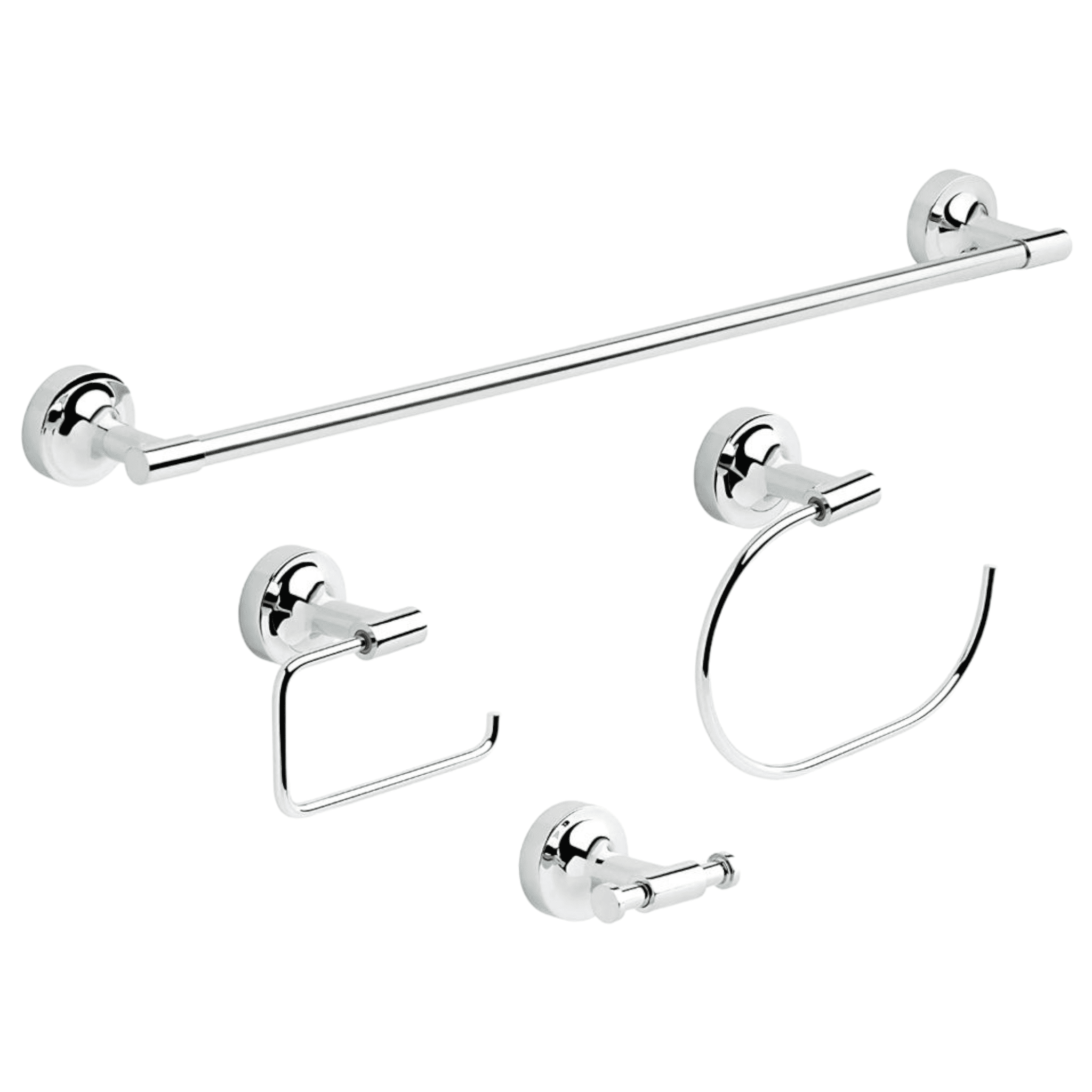 Polished Chrome Metal 4-Piece Bathroom Accessory Set