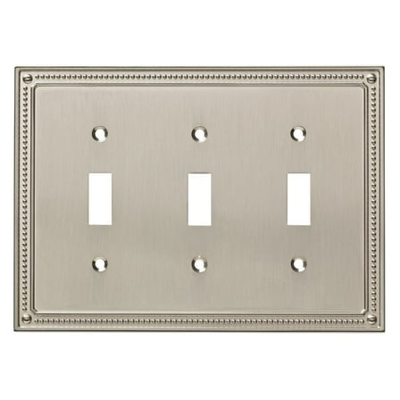 Franklin Brass Classic Beaded (1-Pack) Decorative Light Switch Cover Wall Plates Brushed Nickel 3-Gang Toggle Guard Electrical Outlet W35066-SN-C