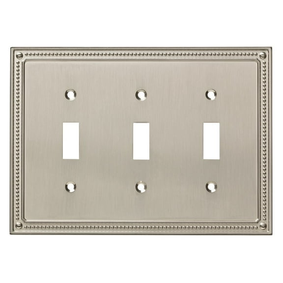 Franklin Brass Classic Beaded (1-Pack) Decorative Light Switch Cover Wall Plates Brushed Nickel 3-Gang Toggle Guard Electrical Outlet W35066-SN-C
