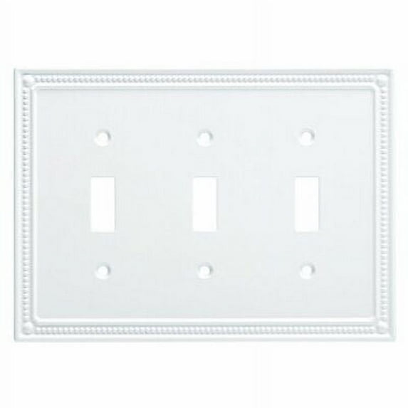 Franklin Brass W35066-PW Pure White Classic Beaded Triple Switch Cover Plate