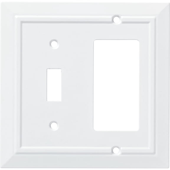 Franklin Brass Classic Architecture (1-Pack) Decorative Light Switch Covers Combination Pure White Toggle, Decorator/Rocker Combo | Wall Plate Outlet Cover Switch Plates W35246-PW-C