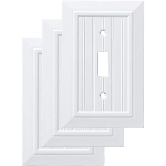 Franklin Brass W35265V-PW-C Classic Beadboard Single Wall Switch Plate/Cover, 3 Pack, Pure White, 3-Pack, 3 Count