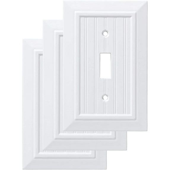 Franklin Brass W35265V-PW-C Classic Beadboard Single Wall Switch Plate/Cover, 3 Pack, Pure White, 3-Pack, 3 Count