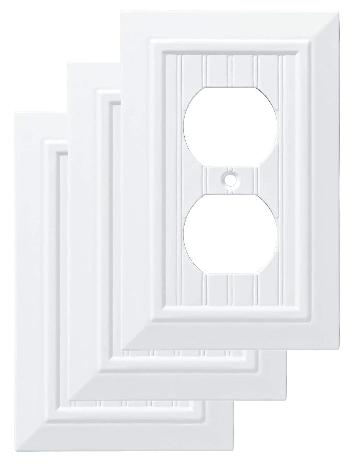 Franklin Brass W35266V-PW-C Classic Beadboard Single Duplex Wall Plate, 3-Pack, 3 Count