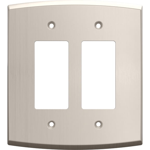 Franklin Brass Soft Arch (3-Pack) Decorative Light Switch Cover Satin Nickel 2-Gang Oversized Decorator/Rocker Wall Plate Double Switch Plate Cover Electrical Outlet Covers W35898K-SN-CP