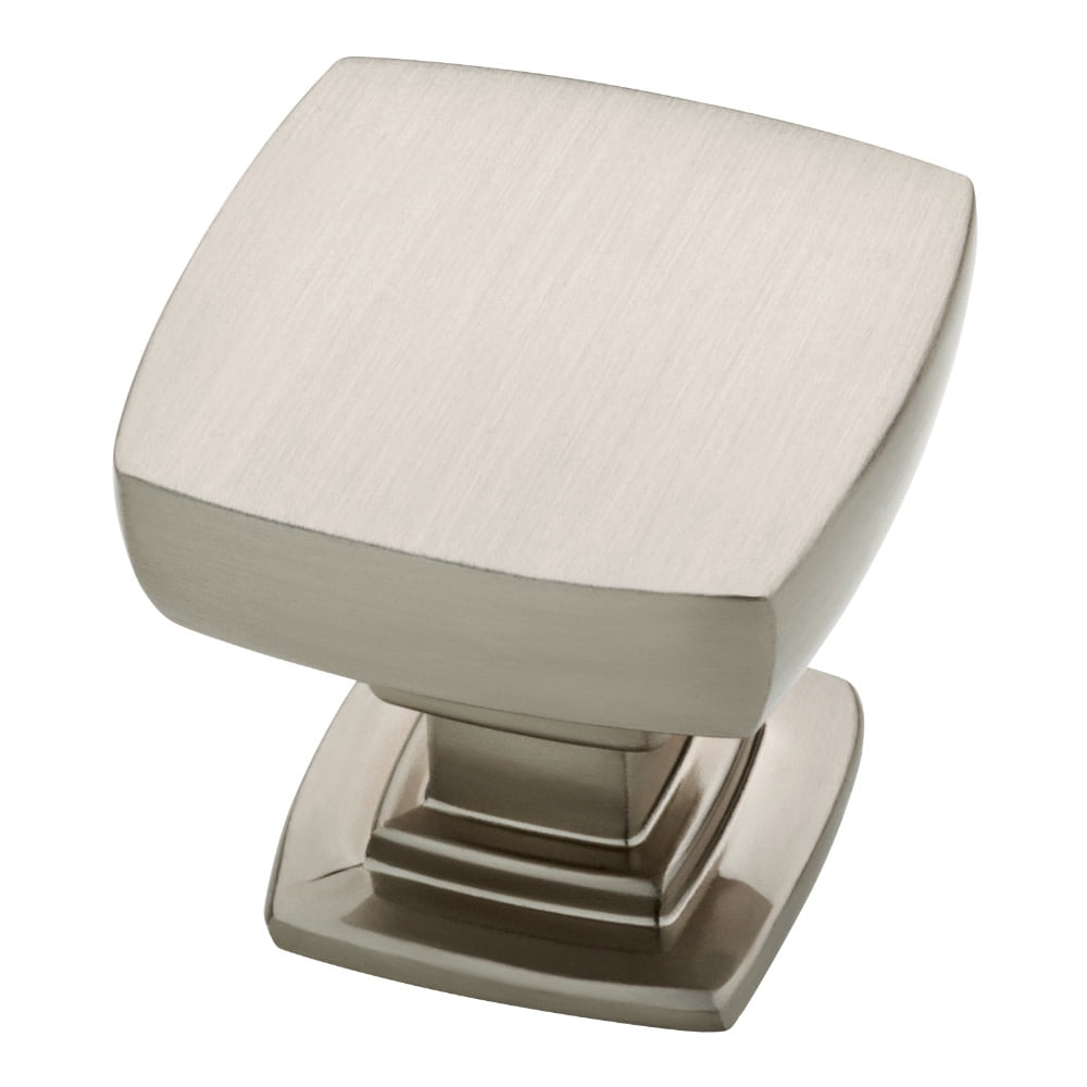 Brushed Nickel Square Cabinet Knob with Mounting Hardware