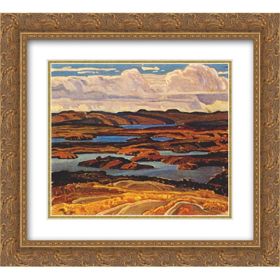 Franklin Carmichael 2x Matted 22x20 Gold Ornate Framed Art Print 'La Cloche Panorama'