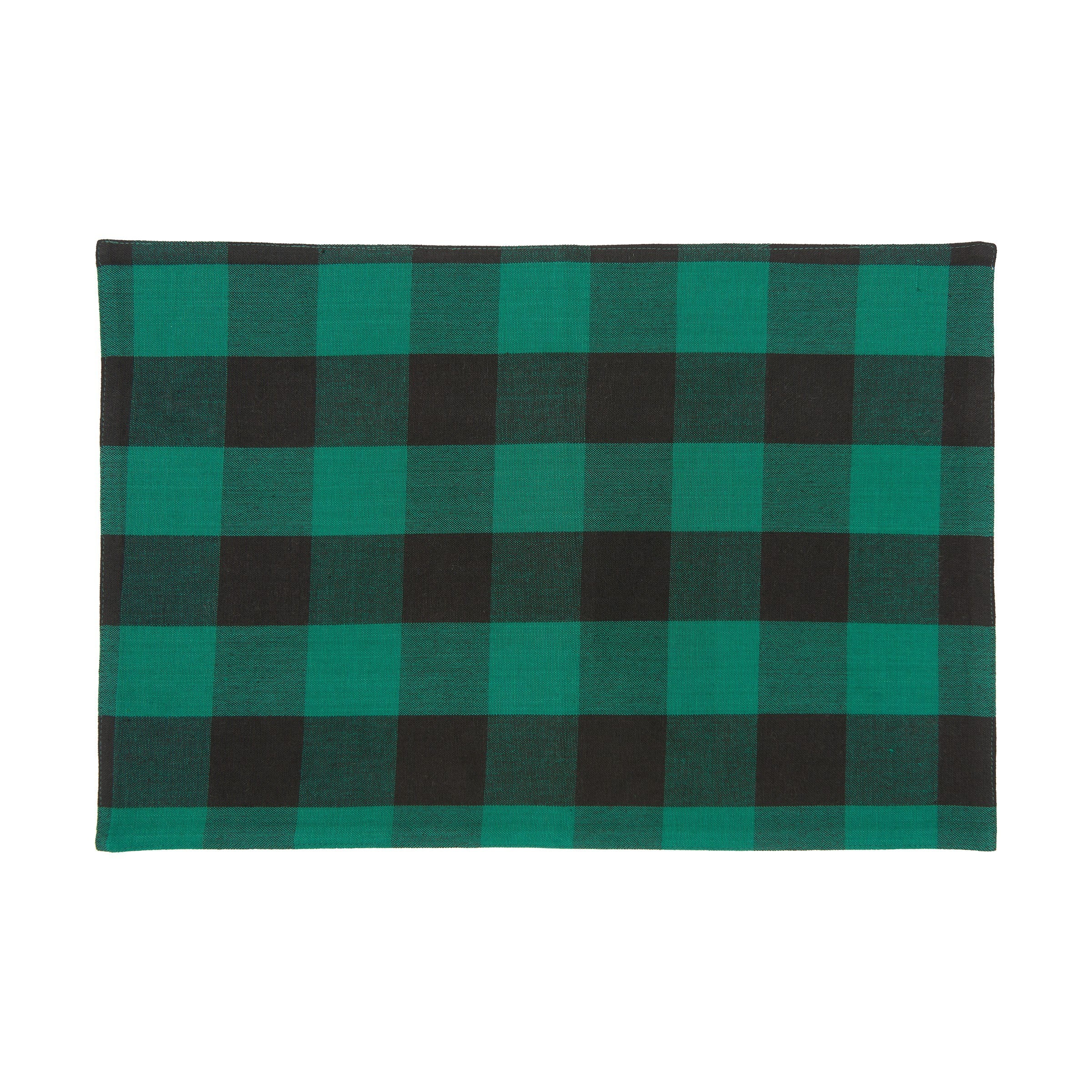 Green Franklin Gingham 100% Cotton Set of 6 Placemats 13" x 19"