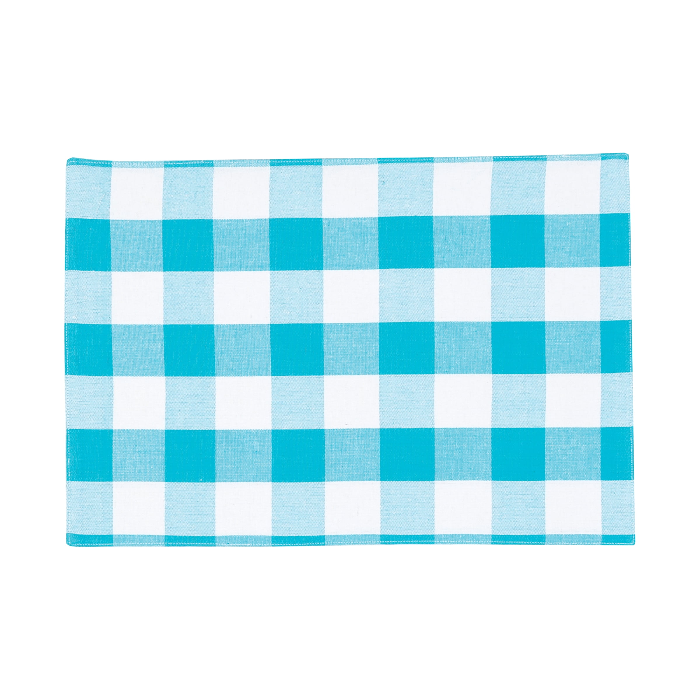 Franklin Checkered Plaid Turquoise Placemat Set 6