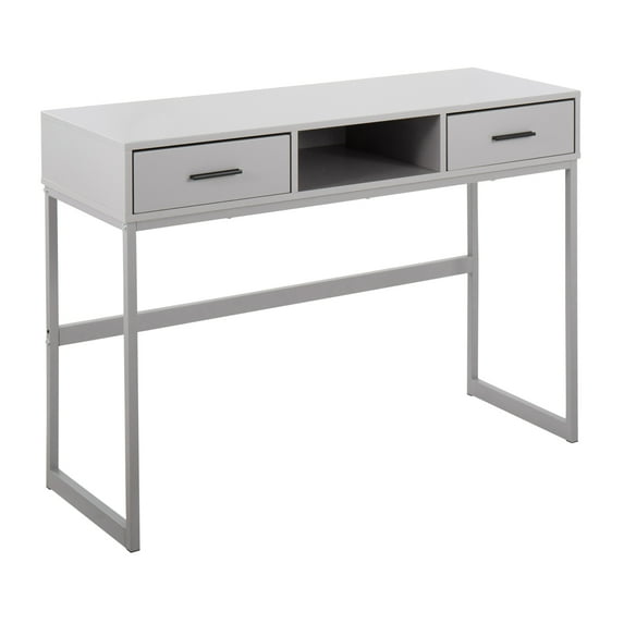 Franklin Contemporary Console Table In Grey Metal And Grey Wood By