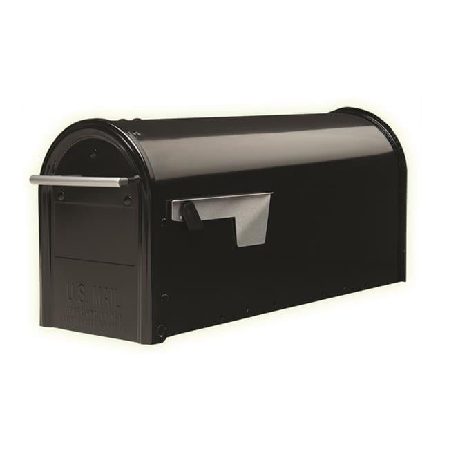 Franklin Medium Black Steel Post Mount Mailbox with Nickel Accents
