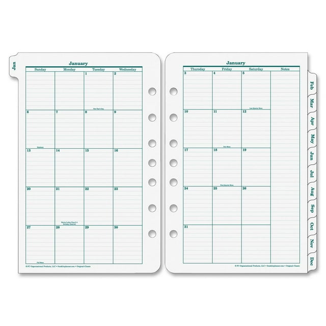 Franklin Covey Original Planning Sys Monthly Refill Tabs