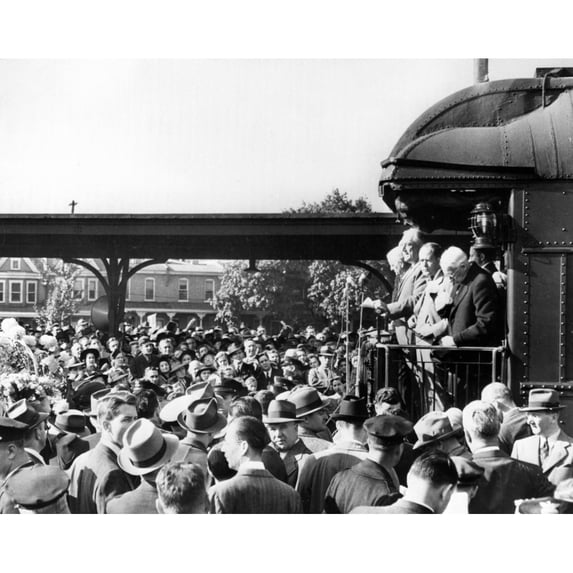 Franklin D. Roosevelt N(1882-1945). 32Nd President Of The United States. Roosevelt Speaking On A Whistlestop Campaign.