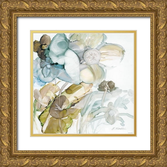 Franklin, Elizabeth 15x15 Gold Ornate Wood Framed with Double Matting Museum Art Print Titled - Seaglass Garden 3
