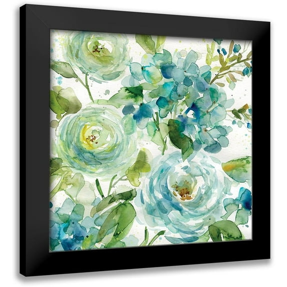 Franklin, Elizabeth 20x20 Black Modern Framed Museum Art Print Titled - HAZ06 Cool Watercolor Floral