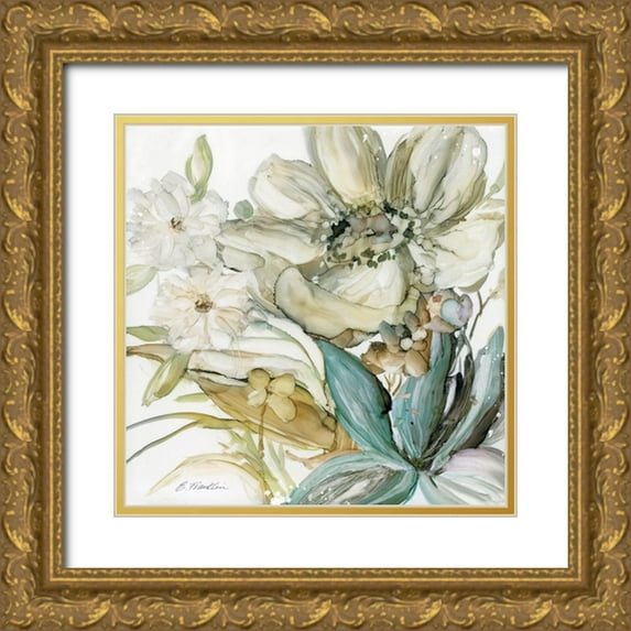 Franklin, Elizabeth 26x26 Gold Ornate Wood Framed with Double Matting Museum Art Print Titled - Seaglass Garden II