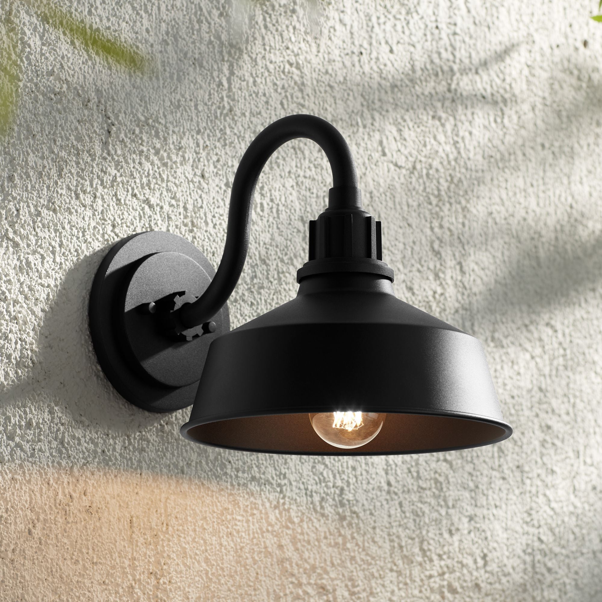 Black Industrial Gooseneck Outdoor Wall Light Fixture