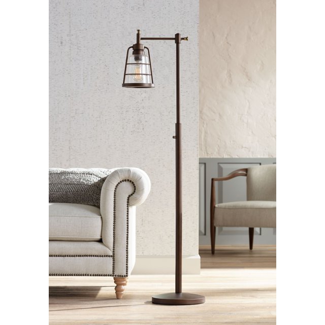 Franklin Iron Works Averill Rustic Farmhouse Industrial Downbridge Floor Lamp 61" Tall Oiled