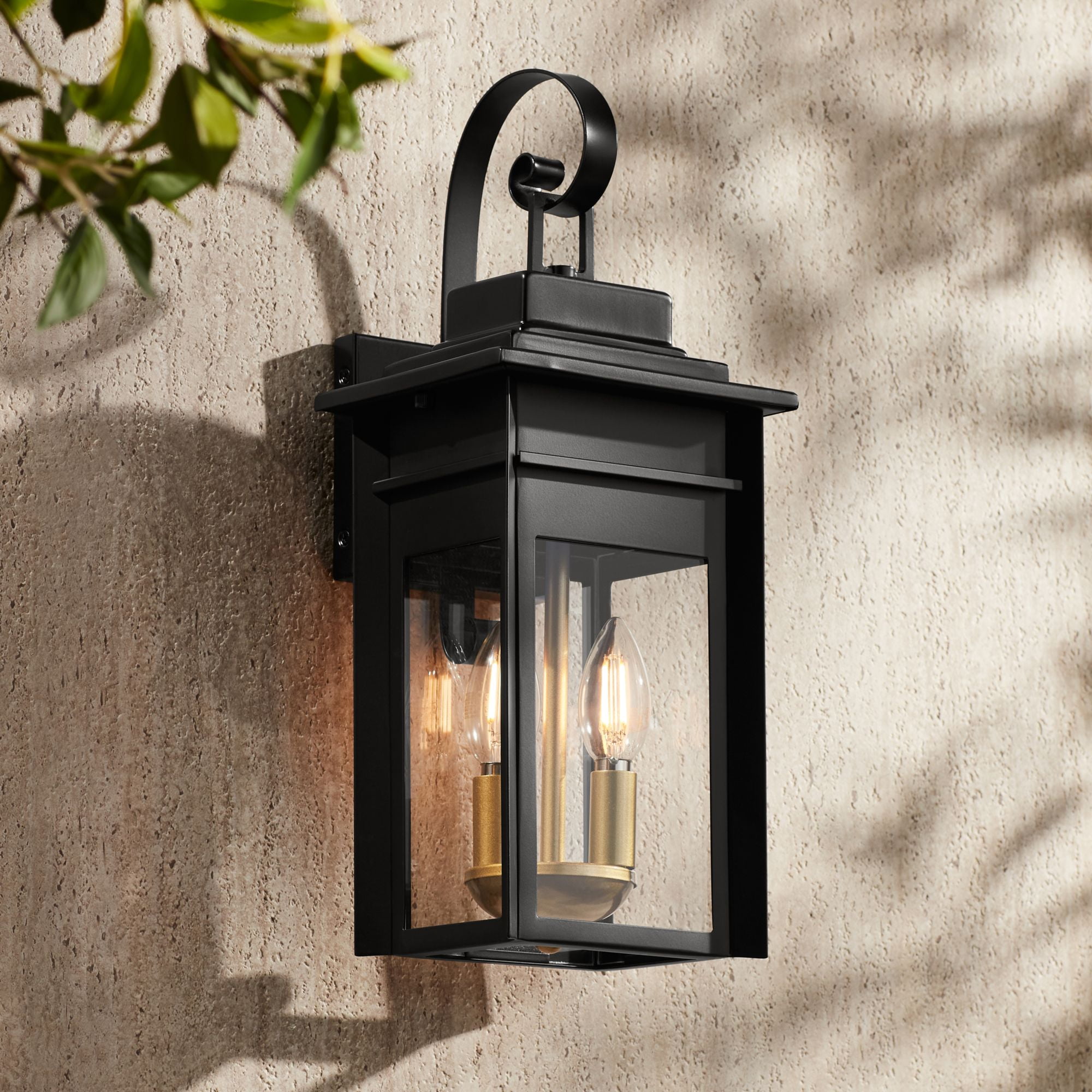 Franklin Iron Works Bransford Vintage Outdoor Wall Light Fixture Black 17\, image size:2000x2000