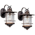 thumbnail image 1 of Franklin Iron Works Casa Miranda Rustic Industrial Outdoor Wall Light Fixtures Set of 2 Vintage Bronze 12" Clear Seedy Glass for Post Exterior, 1 of 7