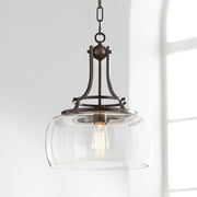 Franklin Iron Works Charleston Bronze Pendant Chandelier 13 1/2" Wide Modern LED Clear Glass for Dining Room House Kitchen Island Entryway Bedroom