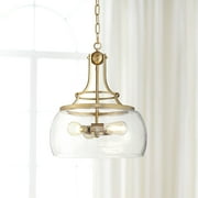 Franklin Iron Works Charleston Warm Brass Pendant Chandelier 16" Wide Modern LED Clear Seedy Glass 3-Light Fixture for Dining Room Home Kitchen Island