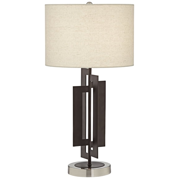 Franklin Iron Works Deville 25" High Geometric Panels Rectangular Modern Table Lamp Brown Bronze Finish Metal Living Room