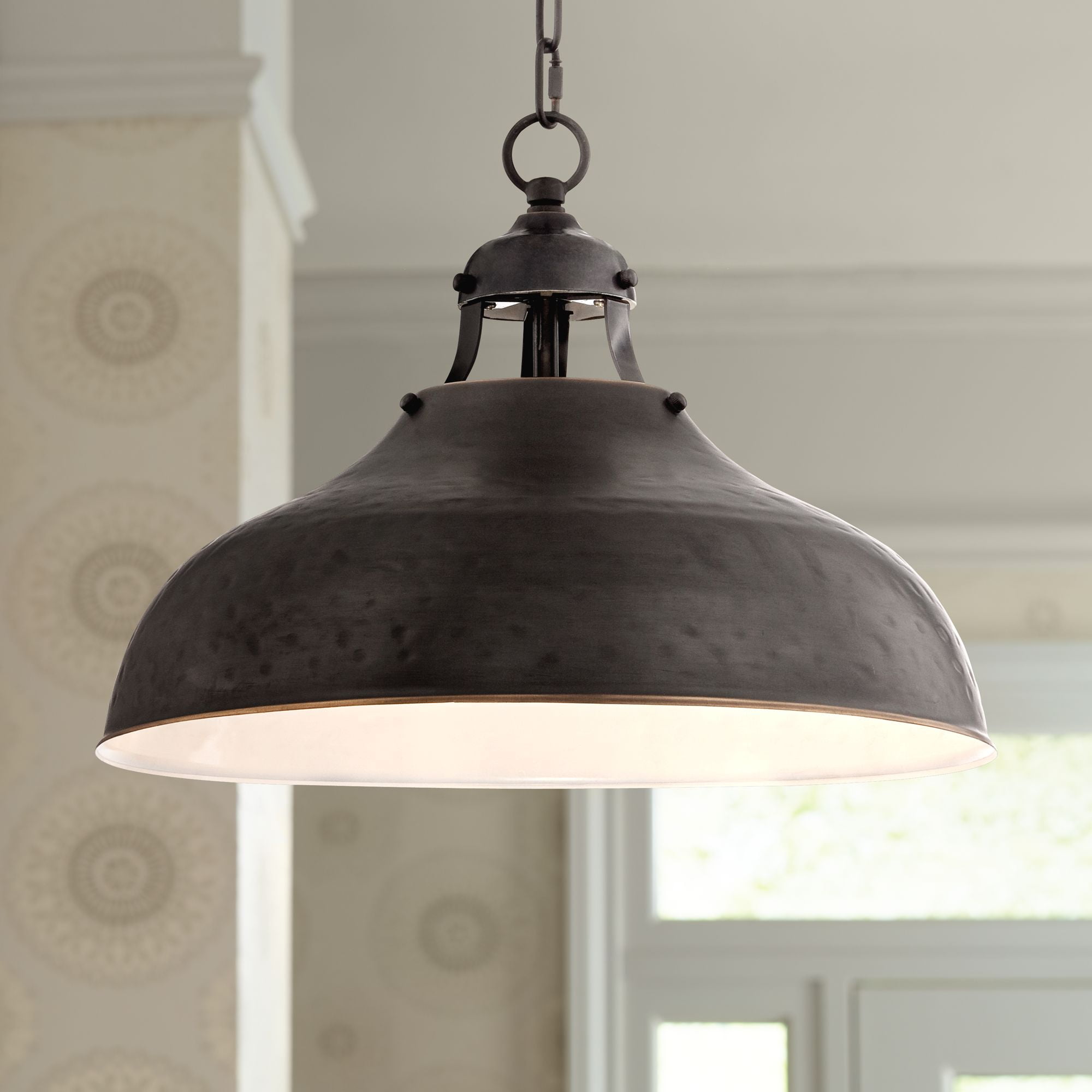 Essex Dyed Bronze Farmhouse Industrial Pendant Light