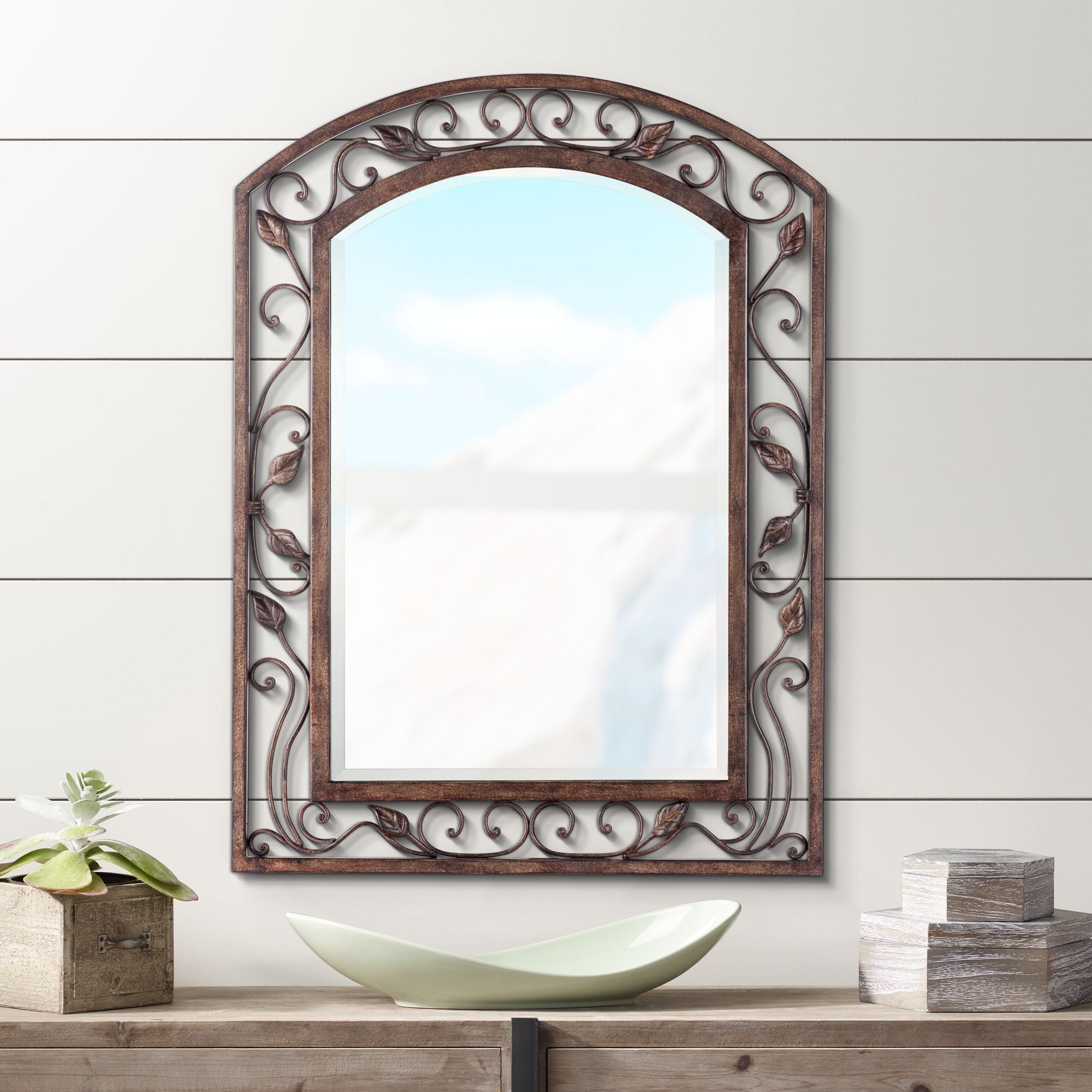 Eden Park French Bronze 40" Rectangular Beveled Wall Mirror