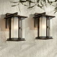 thumbnail image 1 of Franklin Iron Works Fallbrook Collection Rustic Farmhouse Outdoor Wall Light Fixtures Set of 2 Bronze 11 3/4" Clear Frosted Double Glass for Exterior, 1 of 8