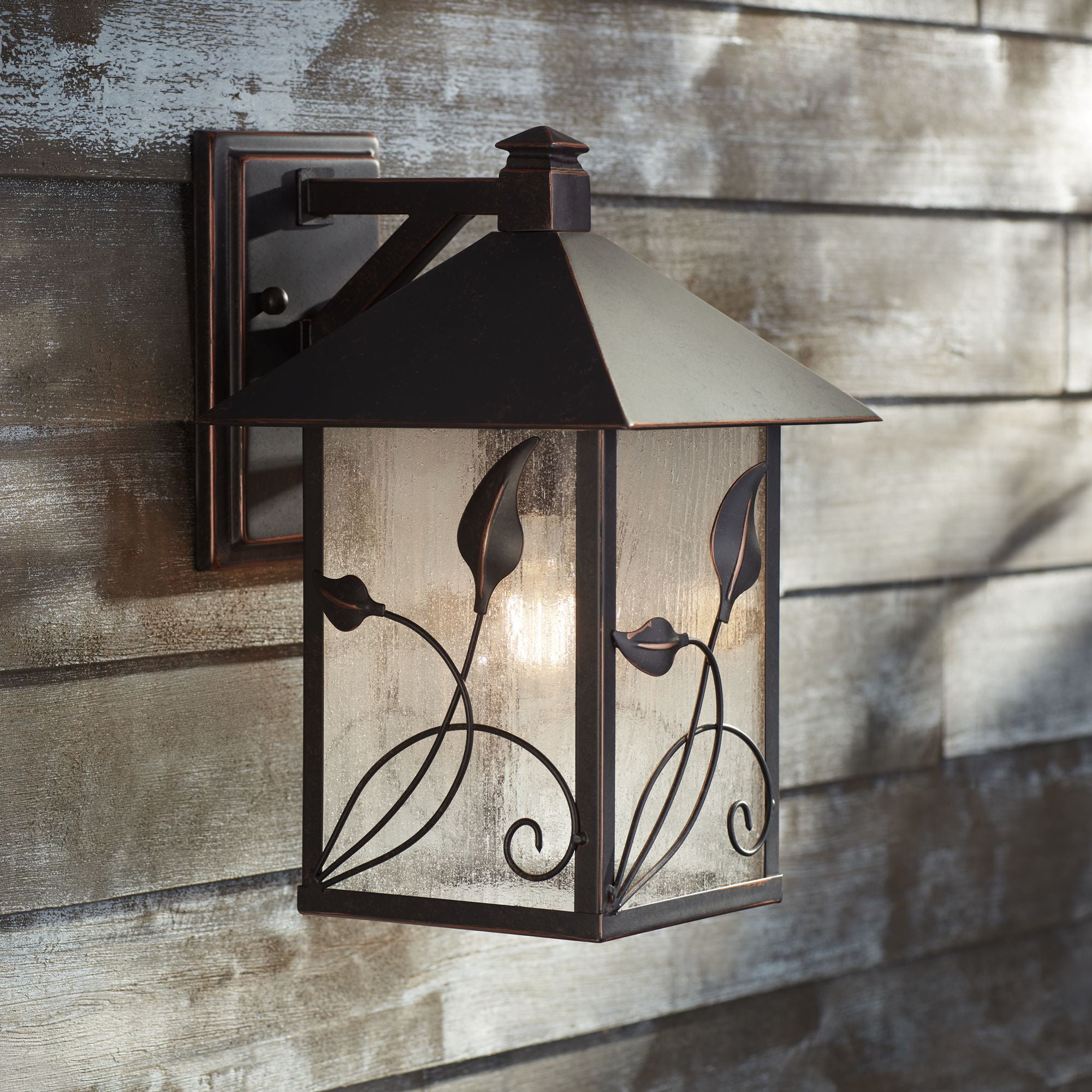 Franklin Iron Works French Garden Rustic Farmhouse Outdoor Wall Light Fixture Bronze Leaf Vine 12 1 2