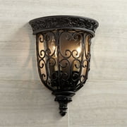 Franklin Iron Works French Scroll Rustic Wall Light Sconce Rubbed Bronze Hardwire 10 1/2 Fixture for Bedroom Bathroom Vanity Reading Living Room Home