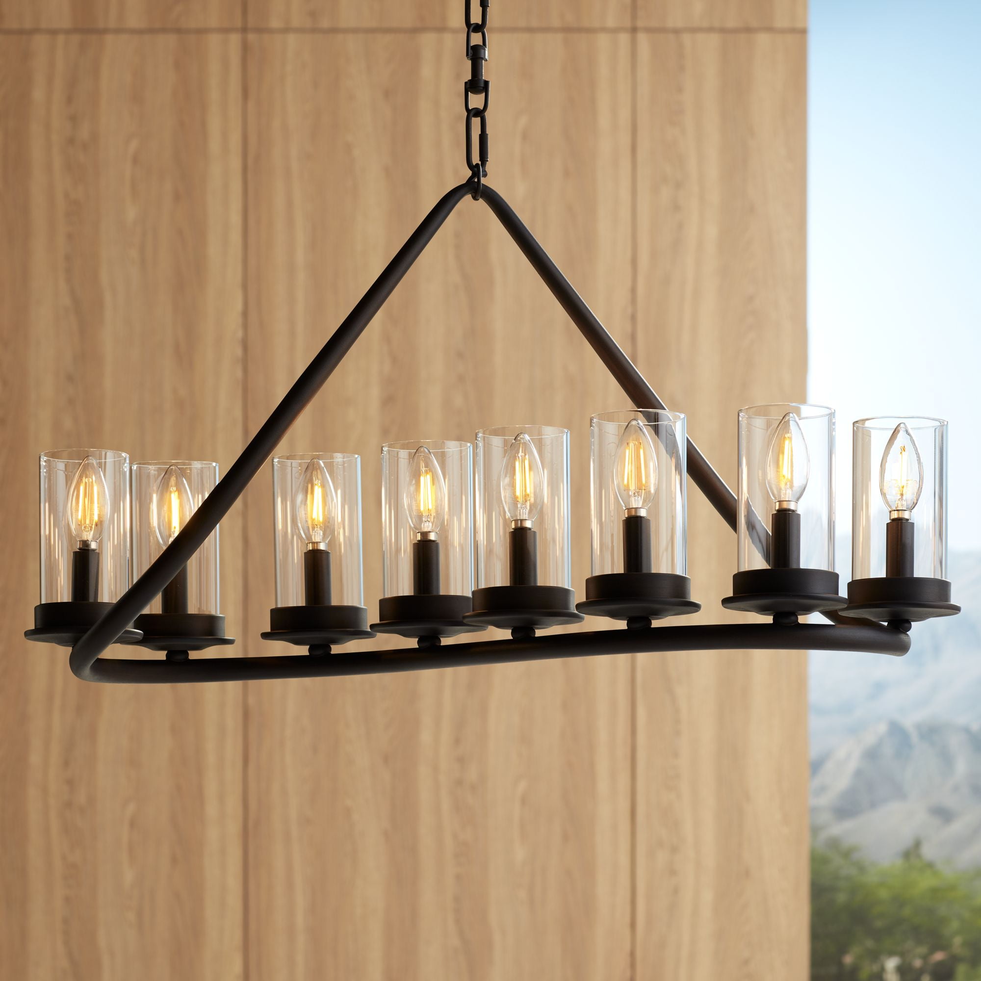 Heritage Bronze Farmhouse 8-Light Linear Pendant Chandelier