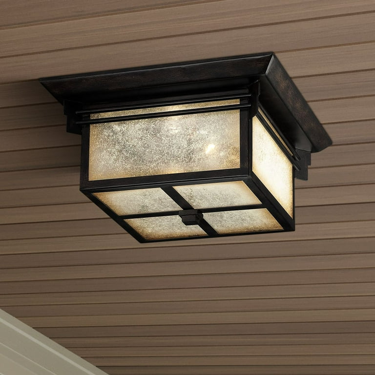 Franklin Iron Works Mission Flush Mount Outdoor Ceiling Light