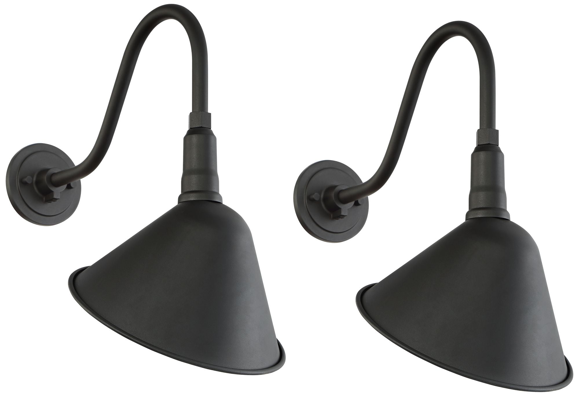 Barn Light Matte Black Outdoor Gooseneck Wall Sconce Set