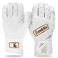 thumbnail image 1 of Franklin Sports MLB Batting Gloves - Infinite Powerstrap Baseball + Softball Batting Gloves - Durable Full Wrap Cage Practice Gear - Long Cuff Wrist + Heavy Duty Leather - Adult Medium - White + Gold, 1 of 7
