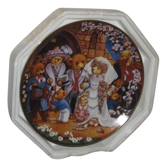 Franklin Mint Carol Lawson Teddy Bear Wedding Collector Plate CP1782
