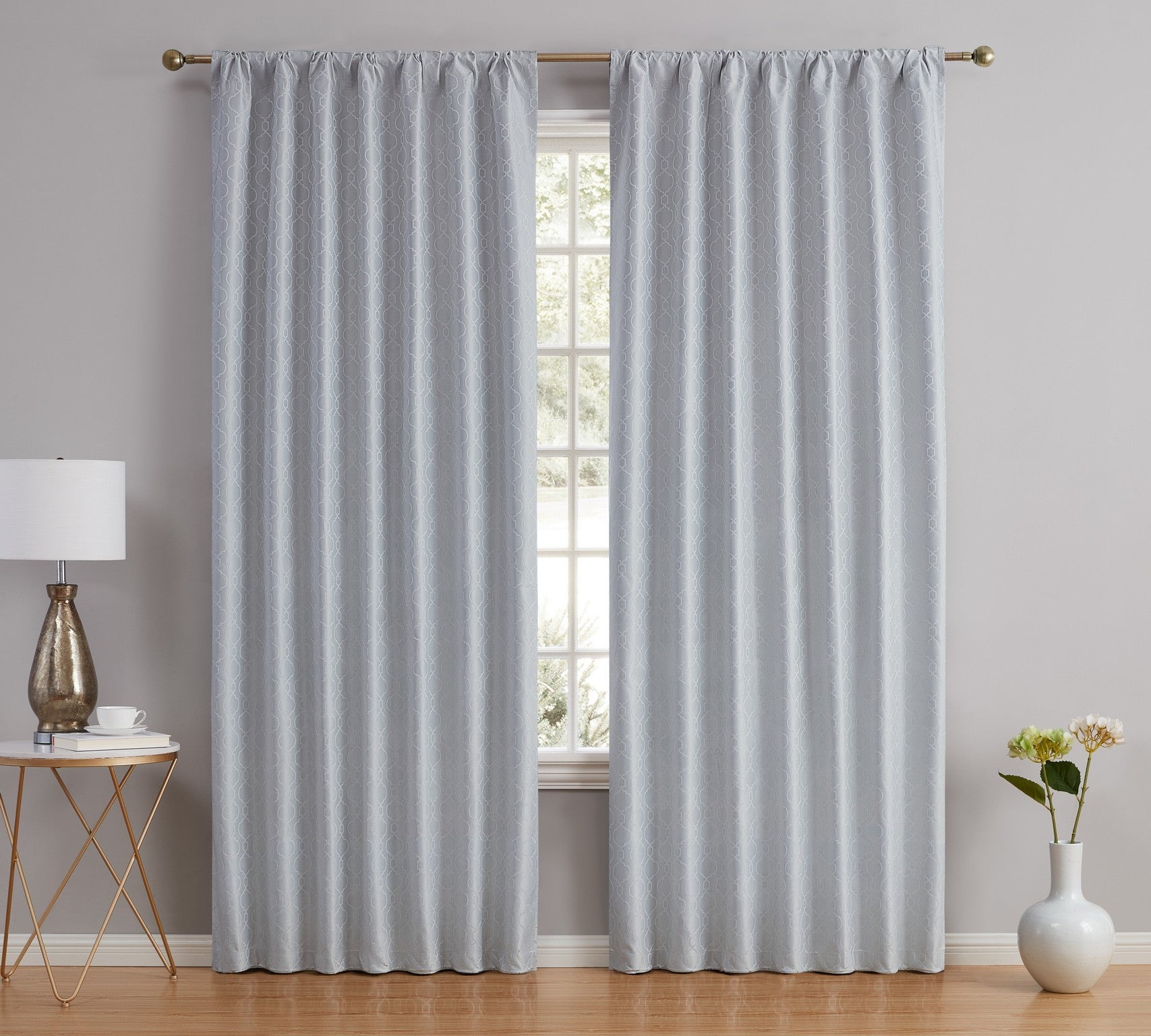 THD Riley Moroccan 100% Complete Blackout Thermal Insulated Energy Savings Heat/Cold Blocking Back Tab Rod Pocket Curtain Drapery Bedroom & Living Room, 2 Panels