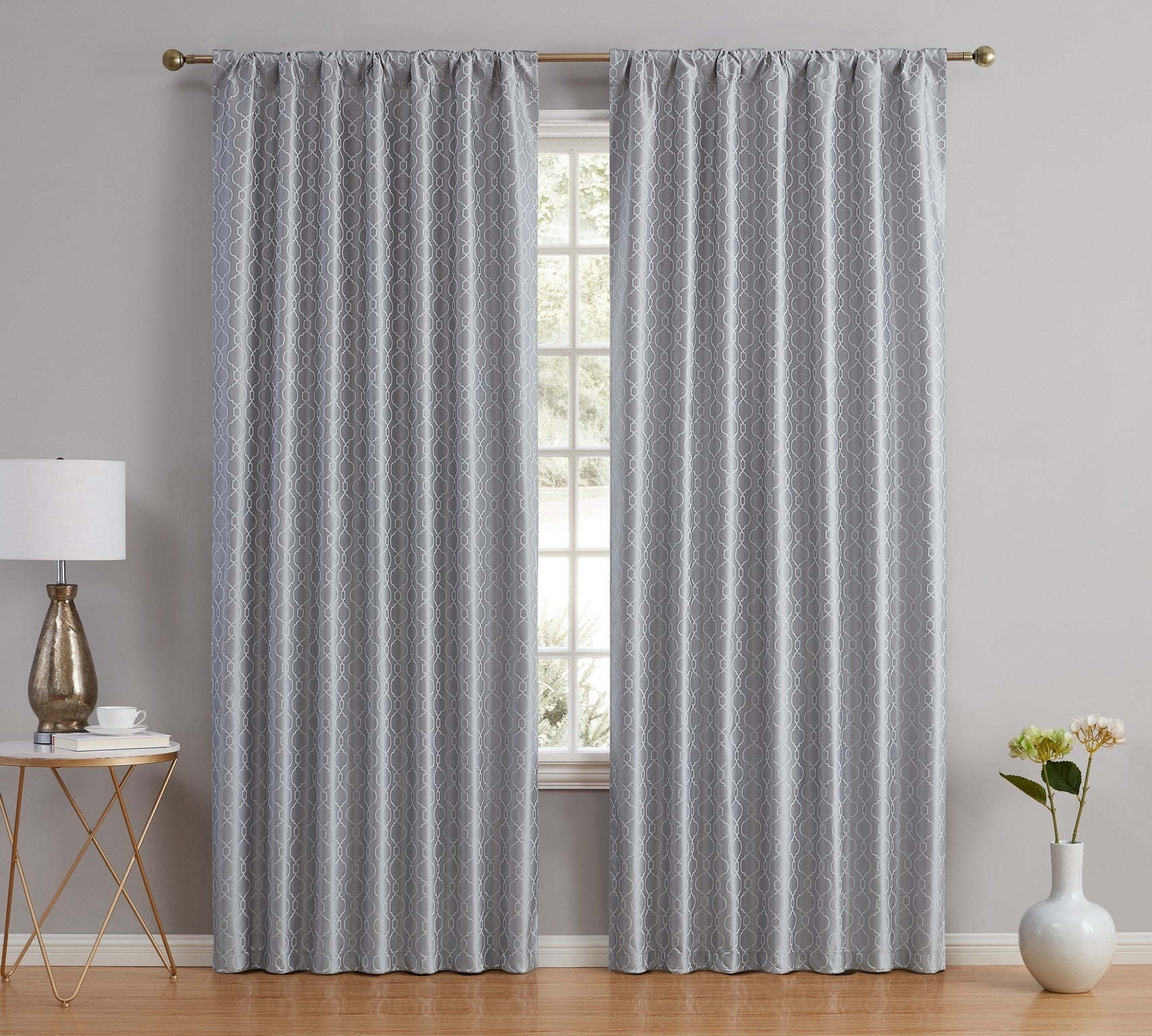 Franklin Moroccan Trellis 100% Complete Blackout Back Tab Curtain Panels
