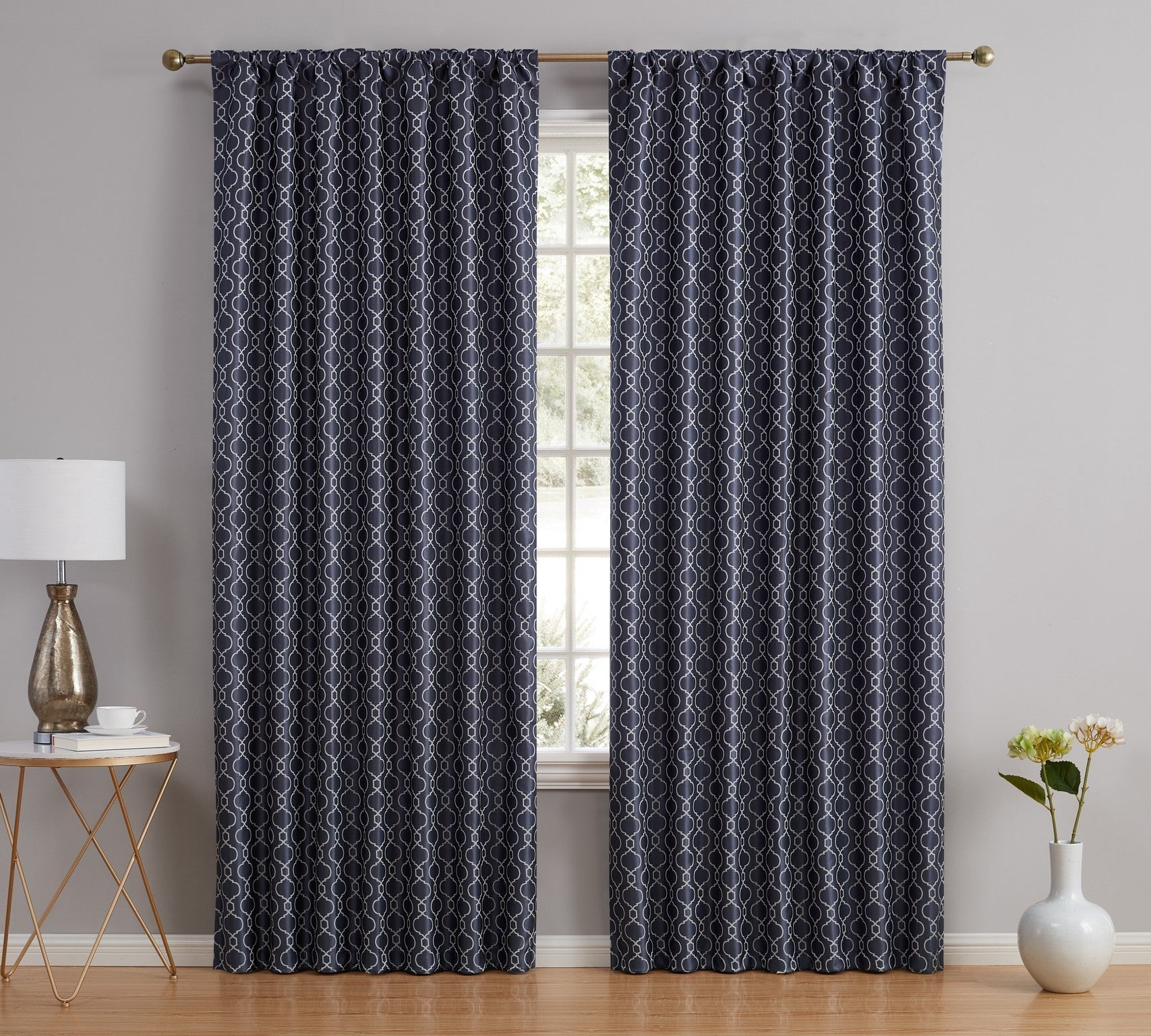 Franklin Moroccan Trellis 100% Complete Blackout Back Tab Curtain Panels