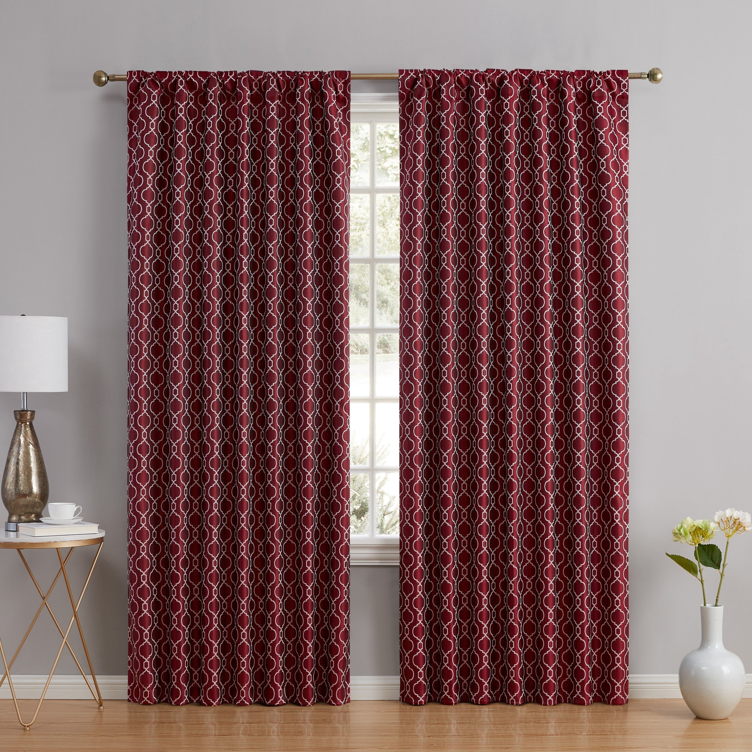 THD Riley Moroccan 100% Complete Blackout Thermal Insulated Energy Savings Heat/Cold Blocking Back Tab Rod Pocket Curtain Drapery Bedroom & Living Room, 2 Panels