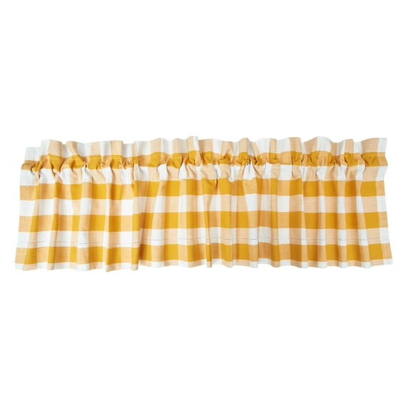 Franklin Ochre Yellow & White Gingham 100% Cotton Single Window Valance 15.5" x 72"