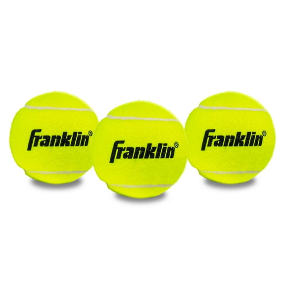 Franklin Sports Practice Pressureless Tennis Balls - Great for Beginner Training + Practice - Low Bounce Balls for All Court Surfaces - Yellow - 3 Pack