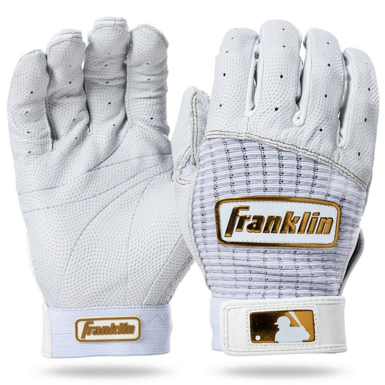 Franklin Pro Classic Baseball Adult Batting Glove Size Medium White Gold