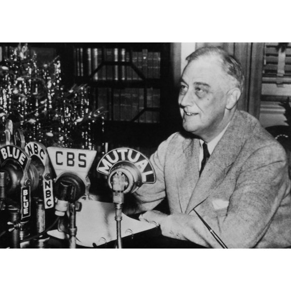 Franklin Roosevelt In Fireside Chat Reporting On The Ww2 Teheran And Cairo Conferences. Dec. 1943. The Radio Address Was