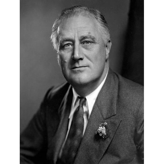 Franklin Roosevelt with Expressionless Face in Suit Photo Print (8 x 10)